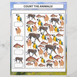 Math Worksheet Count the Animals & Vehicles Kids