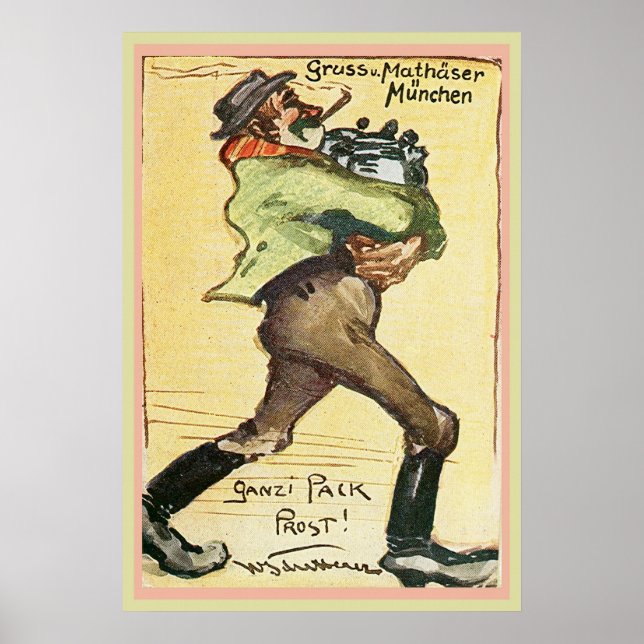 Mathaser Brewery Germany Postcard 1918 Poster (Front)