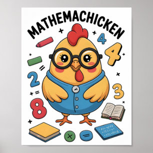 Mathemachicken Funny Math Teacher Chicken Pun Men Poster