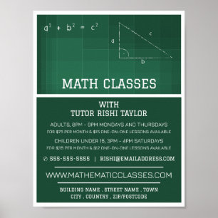 Mathematic Chalkboard, Math Classes Advertising Poster