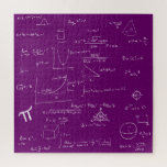 Mathematic Formulas and Equations Purple and White Jigsaw Puzzle<br><div class="desc">Great puzzle to keep anyone entertained for quite a long time. This puzzle it's not easy. The mathematic formulas are in white over a purple background. This is a great gift for mathematicians,  math teachers,  just graduated,  etc. Illustrated and designed by Patricia Alvarez.</div>