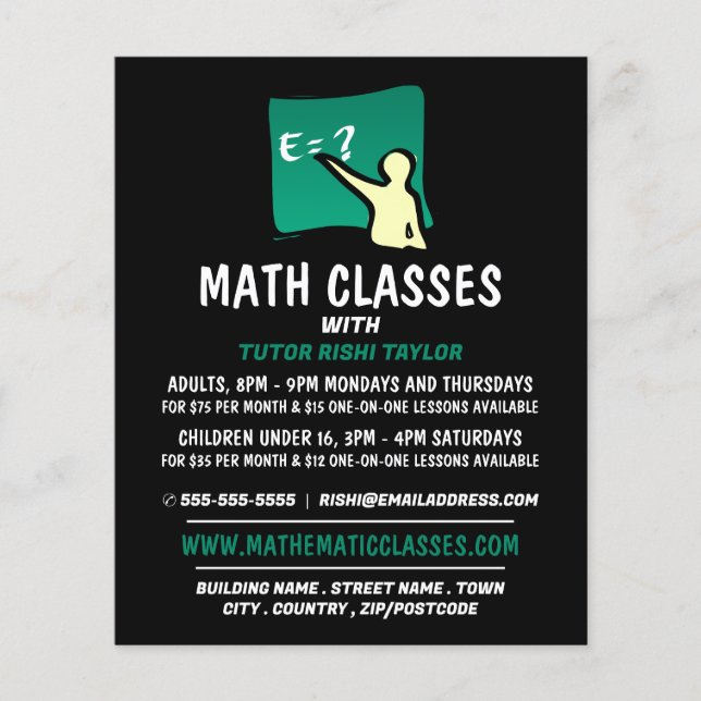 Mathematic Logo, Math Classes Advertising Flyer (Front)