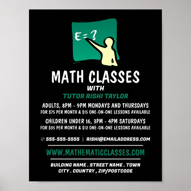 Mathematic Logo, Math Classes Advertising Poster (Front)