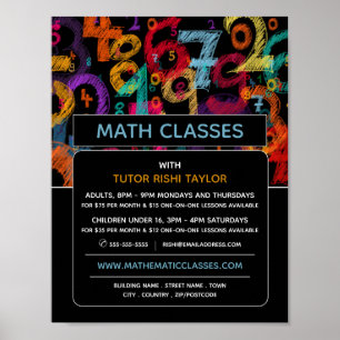 Mathematic Number Design, Math Classes Advertising Poster