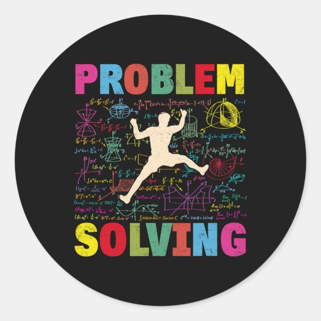 Mathematic Problem Solving Climber Rock Climbing B Classic Round Sticker (Front)