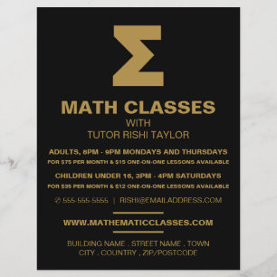 Mathematic Sigma Symbol, Math Classes Advertising Flyer