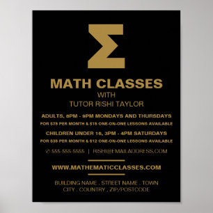 Mathematic Sigma Symbol, Math Classes Advertising Poster