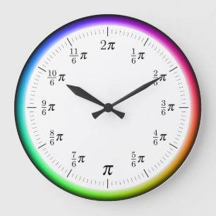 Mathematical π Time Wall Clock with Rainbow Circle