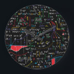 Mathematical geometry student teacher large clock<br><div class="desc">Teacher Mathematik formula calculation for teachers,  whether elementary school or high school of any mathematics and calculation type lover loves this equation graphics</div>