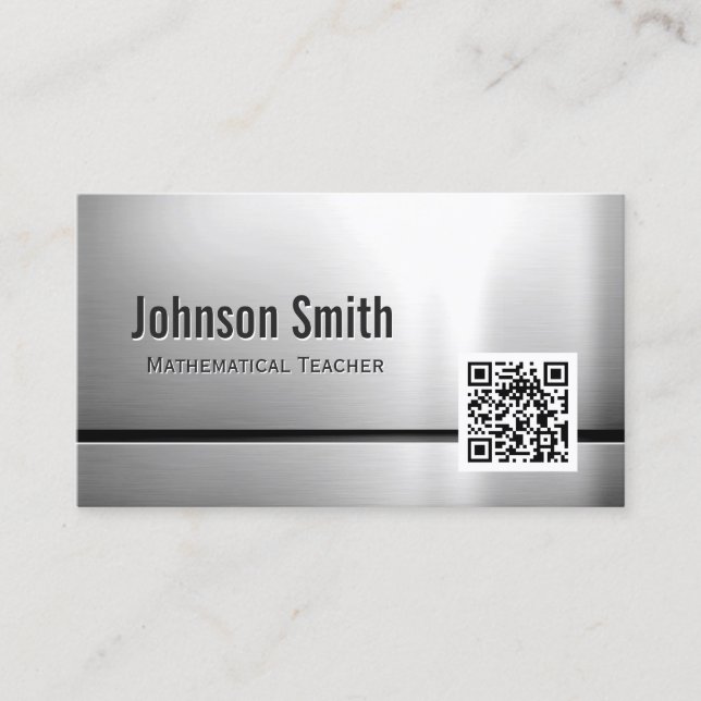Mathematical Teacher - Stainless Steel QR Code Business Card (Front)