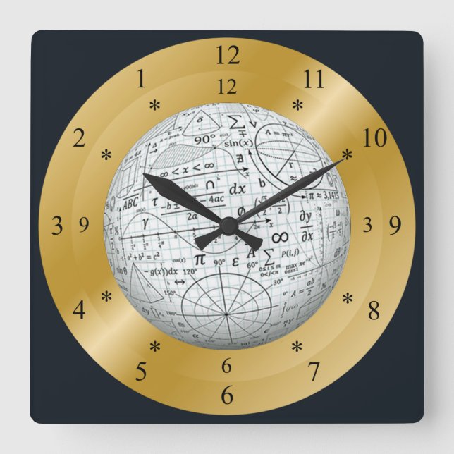 Mathematical World Of Time Travel ~  Square Wall Clock (Front)