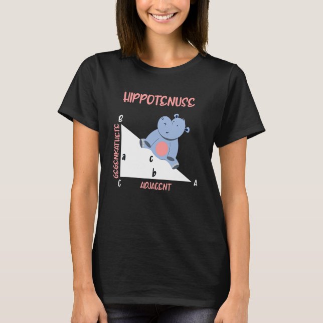 Mathematician Hippotenuse Hippo Triangle T-Shirt (Front)