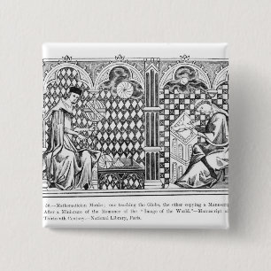 Mathematician Monks: one teaching the Globe 15 Cm Square Badge