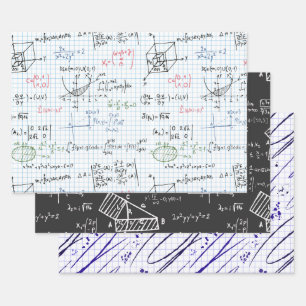 Mathematics, Algebra, Geometry, Ball Point Pen Wrapping Paper Sheet