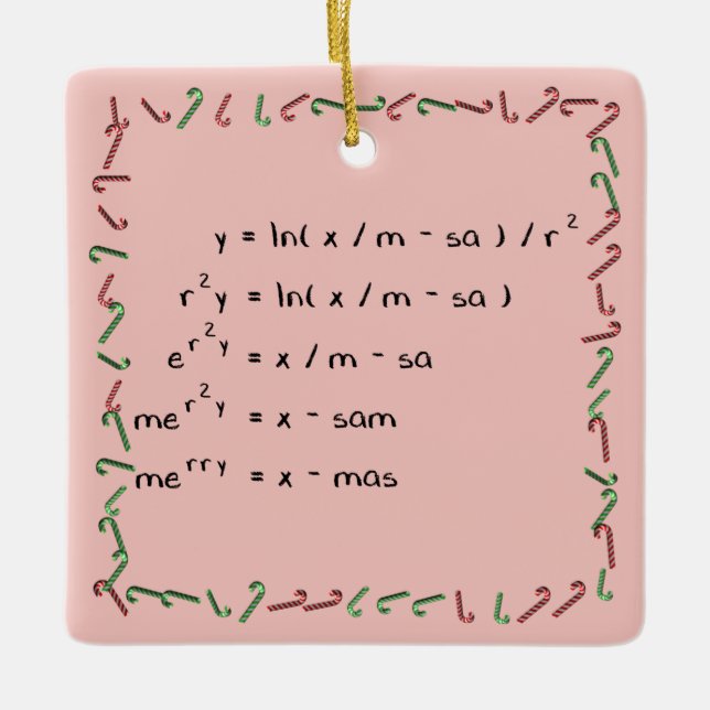 Mathematics Christmas Wish Ceramic Tree Decoration (Front)