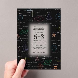 Mathematics Equations Math Formulas Birthday Acrylic Invitations