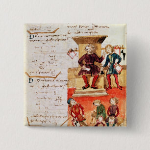 Mathematics Lesson, from a mathematical treatise 15 Cm Square Badge