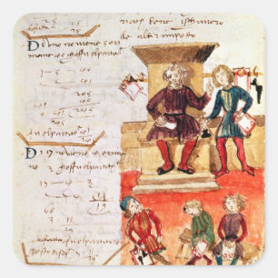 Mathematics Lesson, from a mathematical treatise Square Sticker