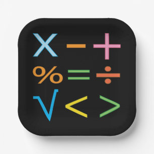 Mathematics Math Symbol Math Party Paper Plate