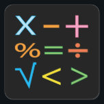 Mathematics Math Symbol Math  Square Sticker<br><div class="desc">Mathematics Math Symbol Math Square Sticker original design by Nisha Prabhu. Elevate your love for math with our eye-catching Math Symbol Square Sticker! Perfect for students, teachers, and math enthusiasts alike, this sticker showcases a vibrant design featuring an array of iconic math symbols. Stick it on your notebooks, laptops, or...</div>