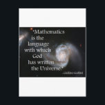Mathematics Postcard<br><div class="desc">"Mathematics is the language with which God has written the Universe." -Galileo Galilei
 Two Galaxies dancing on T shirts,  mouse pads & more.</div>