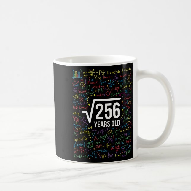 Mathematics Square Root 256 Years Old, Funny Math  Coffee Mug (Right)
