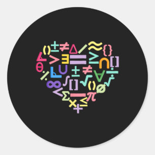 Mathematics Symbols Heart Fun Valentines Day Math Classic Round Sticker