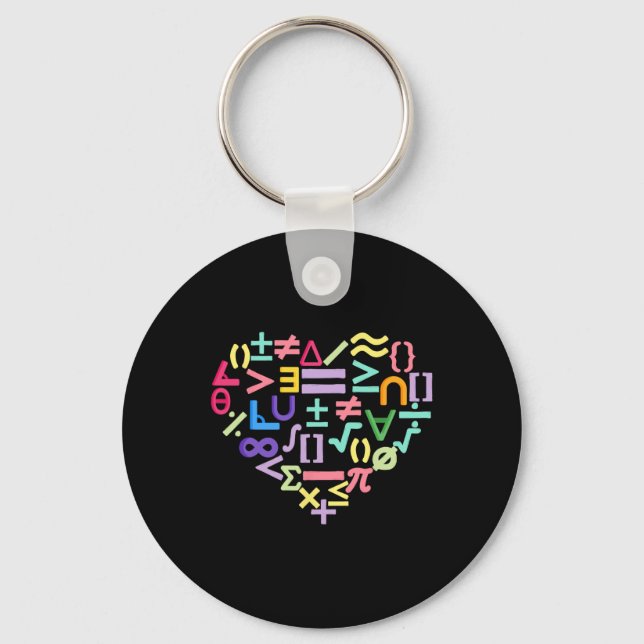 Mathematics Symbols Heart Fun Valentines Day Math  Key Ring (Front)