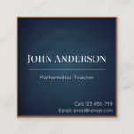 Mathematics Teacher Blue Chalkboard Elegant Tutor Square Business Card<br><div class="desc">These simple,  elegant business cards would be perfect for mathematics teacher or tutor. Easily add your own details by clicking on the "customise this template" option. If you have any design related questions/requests,  please do not hesitate to contact us.</div>