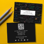 Mathematics Teacher Tutor Equations Math Formulas  Business Card<br><div class="desc">A colourful mathematics equations and formulas pattern on a black background. An ideal design for math teachers, mathematic enthusiasts, scientists and mathematics tutors. A simple and professional way to introduce your business. Social media icons included in the design of this business card for you to use. Personalise your details to...</div>