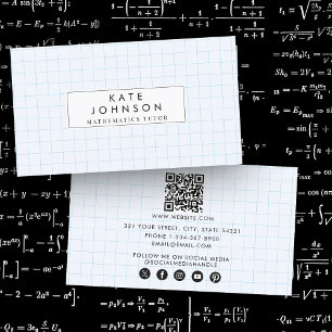 Mathematics Teacher Tutor Graph Teacher QR Code Business Card