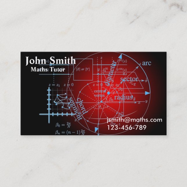 Mathematics tutor or teacher stylish advanced math business card (Front)
