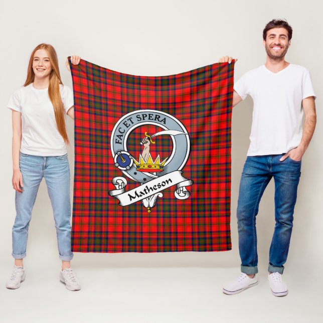 Matheson Red Clan Badge Tartan Plaid Fleece Blanket (In Situ)