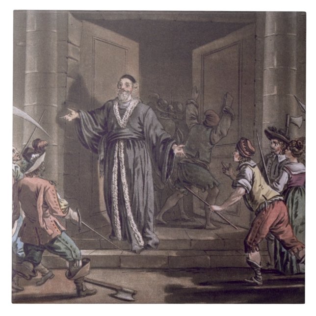 Mathieu Mole (1584-1656) harangued by the people, Tile (Front)