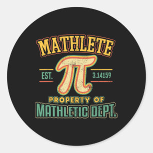 Mathlete Mathletic Department Pi 3.14 Math Calculu Classic Round Sticker