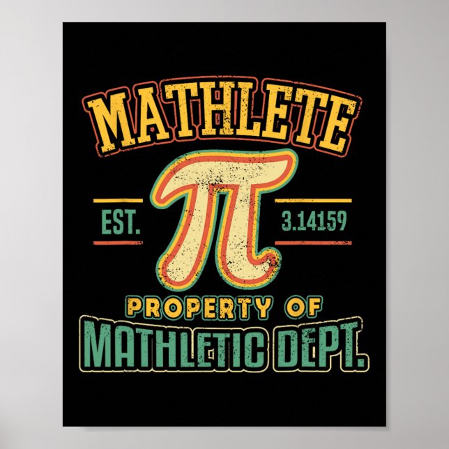 Mathlete Mathletic Department Pi 3.14 Math Calculu Poster (Front)