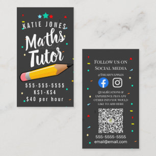 maths English tutor home learning exams Business Card