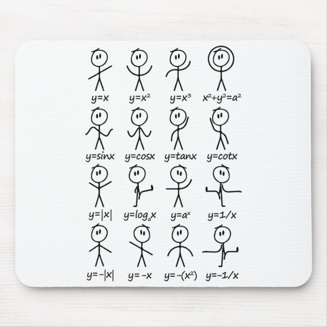 Maths I Stick Figures I Functions Equations I Math Mouse Pad (Front)