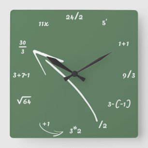 Maths Mathematical Equations Square Wall Clock