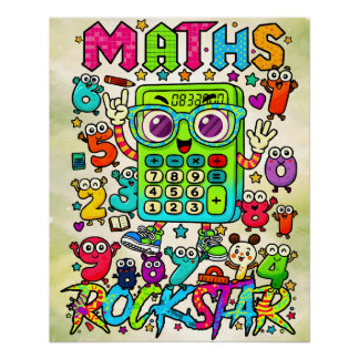 Maths Rockstar Cute Calculator Design Poster