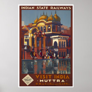 Mathura Art India Travel Poster Indian Sign Roger