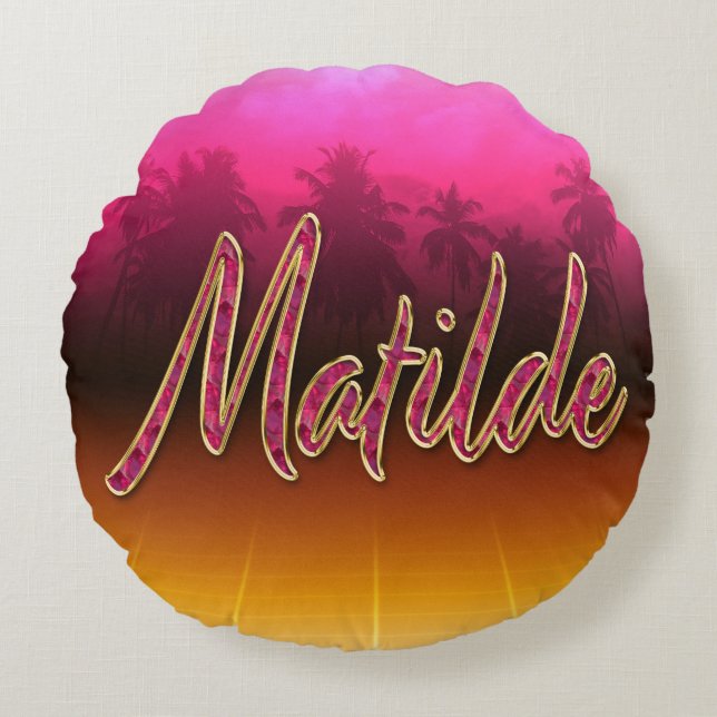 Matilde first name name golden pink pillow (Front)