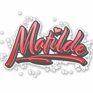 Matilde red Heart Graffiti Aufkleber Sticker