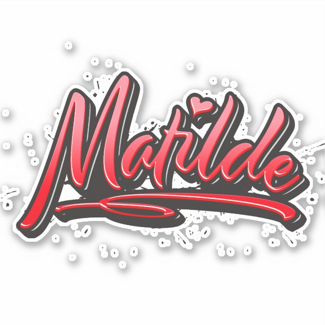 Matilde red Heart Graffiti Sticker Decal (Front)