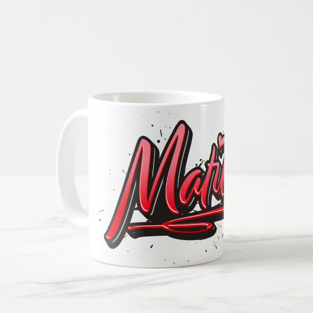 Matilde red Heart Graffiti Tasse Coffee Mug (Front Left)
