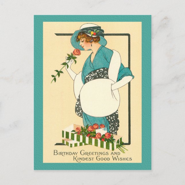 MATINEE GIRL BIRTHDAY ART DECO POSTCARD (Front)