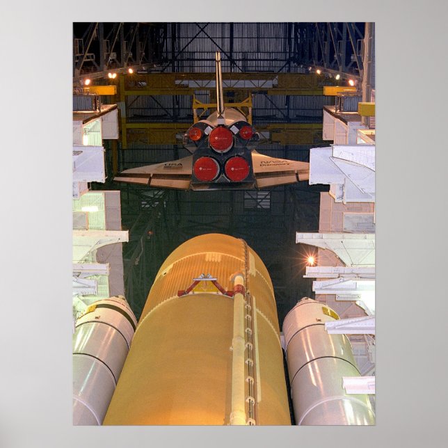Mating of Shuttle Discovery with Tank and Boosters Poster (Front)