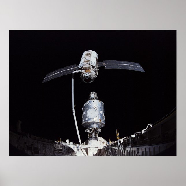 Mating Russian Zarya Module to Unity Module (ISS) Poster (Front)