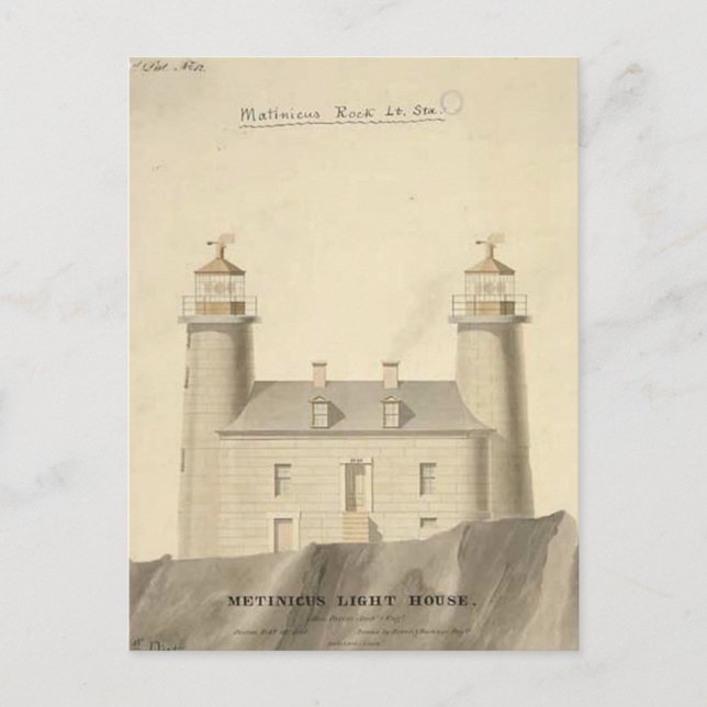 Matinicus Rock Lighthouse Schematics Postcard (Front)