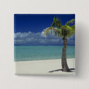 Matira Beach on the island of Bora Bora, 2 15 Cm Square Badge